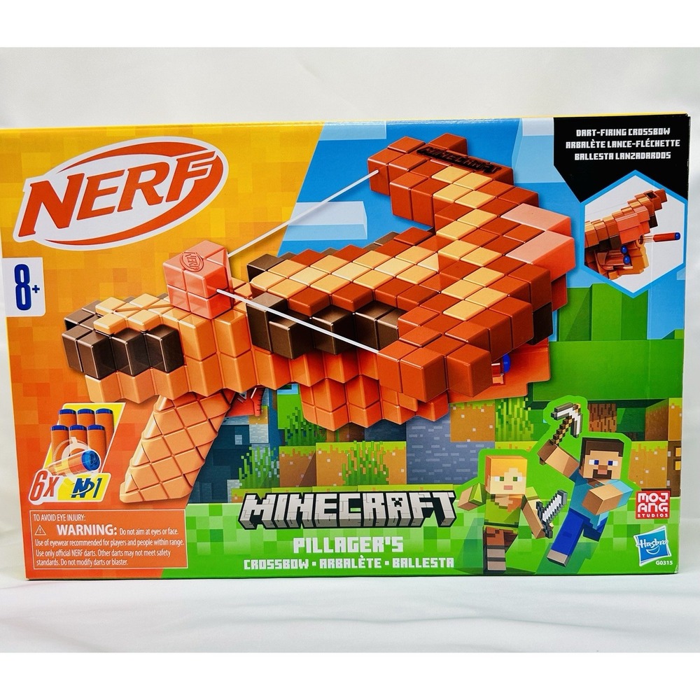 Nerf Minecraft Pillager's Crossbow Dart Blaster N-Strike 6 Darts New In Box
